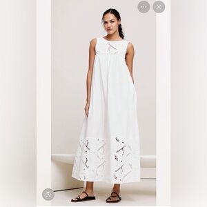 NWOT Banana Republic White Embroidered Cotton Poplin Maxi Dress $260 size SMALL